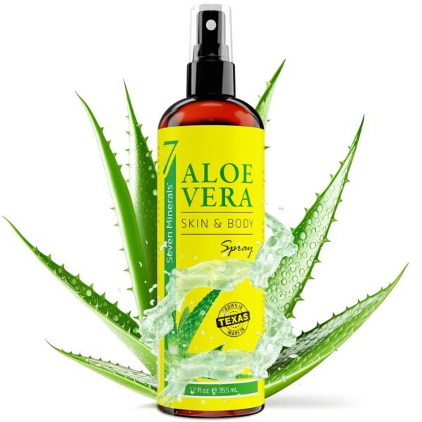 Seven Minerals, Organic Aloe Vera Spray for Body & Hair - From Freshly Cut Aloe Plant, Extra Strong, Easy to Apply, No Thickeners So It Absorbs Rapidly, No Sticky Residue - Made in USA (Big 12 fl oz) - Image 2