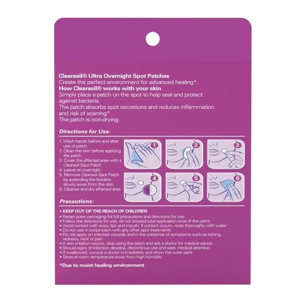 Clearasil Overnight Spot Patches, Advanced Healing Hydrocolloid Acne Pimple Treatment, Blemish Spot Stickers for Face, 18 count - Image 9