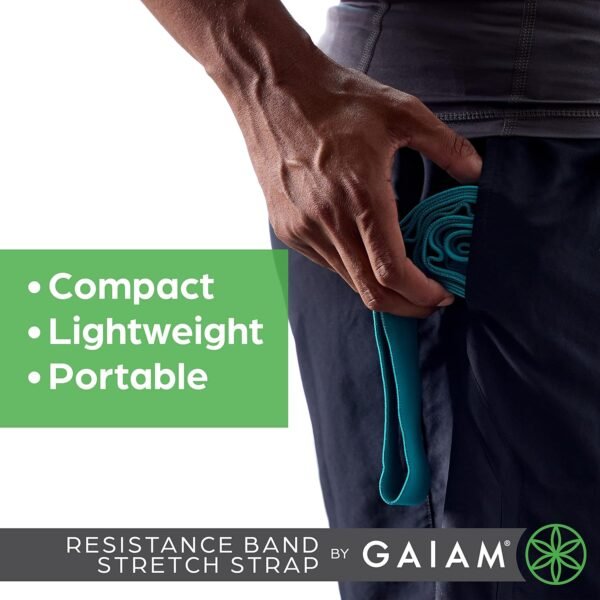 Gaiam Restore Resistance Band Stretching Strap - Stretch Legs & Arms with Medium Resistance Loops, Multiple Holds for Increased Range of Motion, Flexibility or Strength Training - Image 7