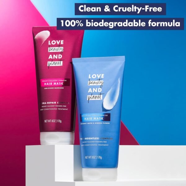 Love Beauty and Planet Hair Mask Deep Conditioning Treatment Coconut Water & Mimosa Flower for dry hair Sulfate-free, Silicone-free, & Paraben-Free 6 oz - Image 5