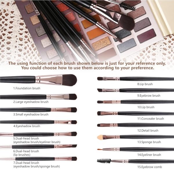 UCANBE 60 Colors Naked Eyeshadow Palette + Makeup Brush Set, All in One Nude Neutral Smokey Makeup Pallet with Brushes, Pigmented Warm Matte Shimmer Powder Eye Shadows Cosmetic Halloween Beauty Kit - Image 5