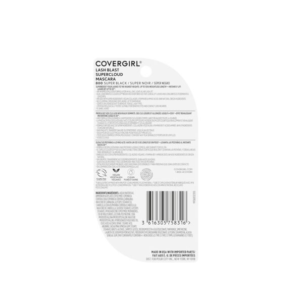 CoverGirl Lash Blast Supercloud, 800 Super Black, Mascara, Long-Lasting, Doesn't Clump, Doesn't Smudge, Doesn't Flake, Vegan Mascara, 0.33oz - Image 10