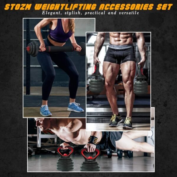 STOZM Weightlifting Accessories Set – Adjustable Fitness Set with 2X Kettlebell Handles & Base, 2X Dumbbell Handles, 4X Screw Nuts, 1x Dumbbell Connector for Weightlifting - Image 8