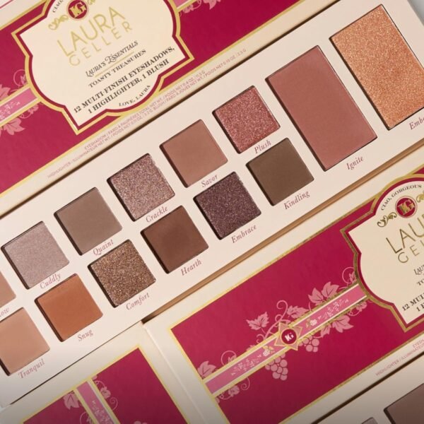 LAURA GELLER NEW YORK Laura's Essentials 12 Multi-Finish Eyeshadows, Blush, Highlighter Palette - Toasty Treasures - Image 5