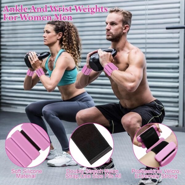 Wrist Weights for Women Set Of 2(1Lb Each),Adjustable Silicone Ankle And Wrist Weights for Women,Comfortable Fit, Strength Training Arm Weights for Walking,Yoga,Pilate,Dance,Gym,Workout,Running - Image 5