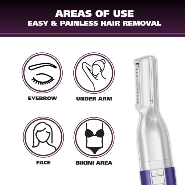Wahl Clean & Confident Female Battery Pen Trimmer with Rinseable Blades for Eyebrows, Facial Hair, & Light Grooming- Hygienic Grooming & Easy Cleaning with Battery Included - Model 5640-100 - Image 3