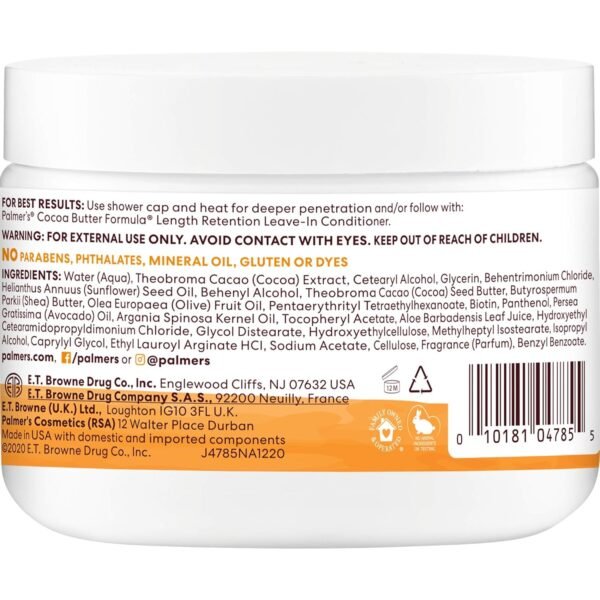 Palmer's Cocoa Butter & Biotin Length Retention Deep Conditioner, Strengthen, Nourish and Restore Elasticity and Shine, Suitable for All Curly Hair Patterns 12 Ounce - Image 3