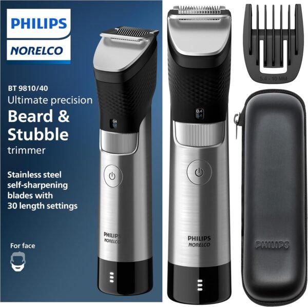 Philips Norelco Series 9000, Ultimate Precision Beard and Hair Trimmer with Beard Sense Technology for an Even Trim, BT9810/40 - Image 2