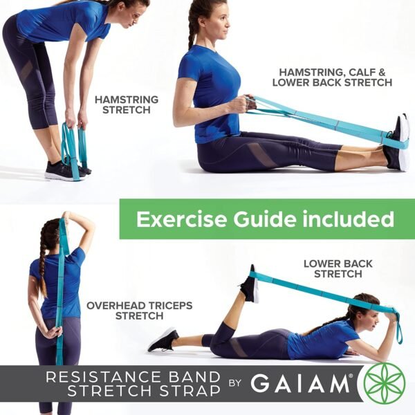 Gaiam Restore Resistance Band Stretching Strap - Stretch Legs & Arms with Medium Resistance Loops, Multiple Holds for Increased Range of Motion, Flexibility or Strength Training - Image 8
