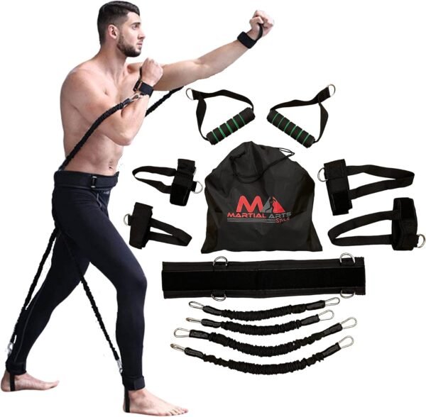 Boxing Resistance Bands for MMA Martial Arts Resistance Training at Home for Punches/Kicks, 150lbs Exercise Bands Full Body Fitness Workout to Enhance Explosive Power/Speed/Agility - Image 2