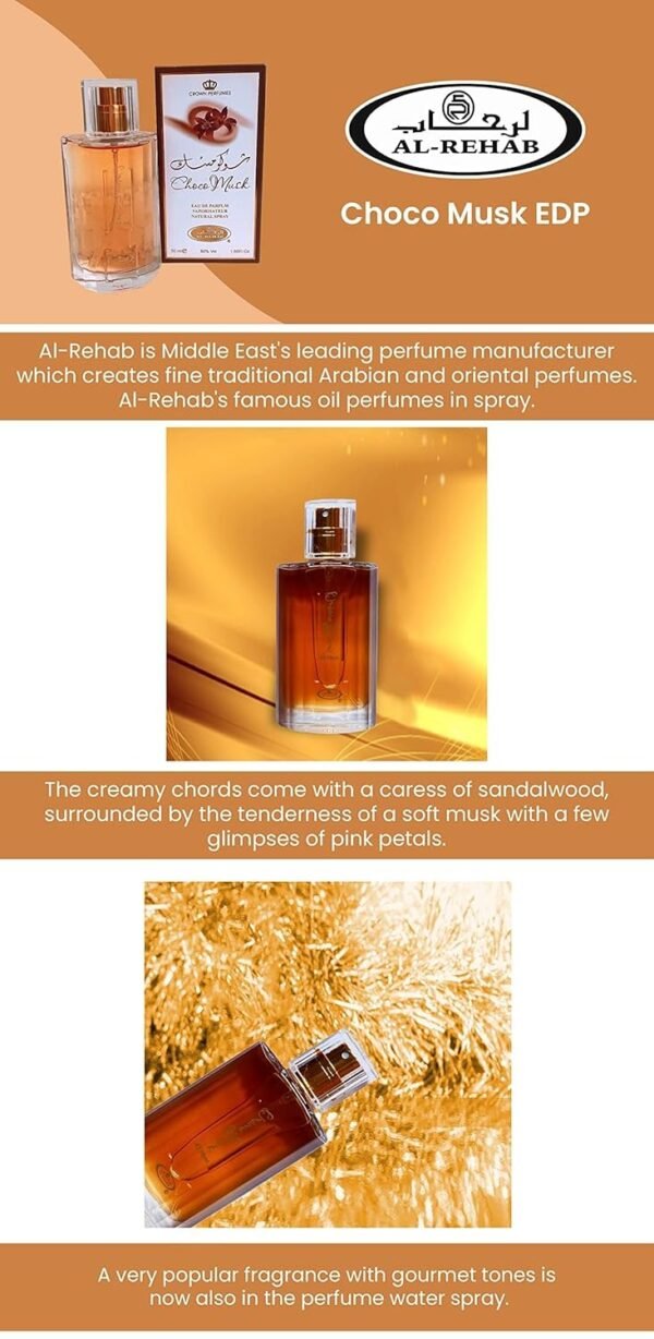 Al-Rehab Choco Musk Eau De Spray Perfume (50 ml/1.65 fl. oz)- 2 pack - Image 4
