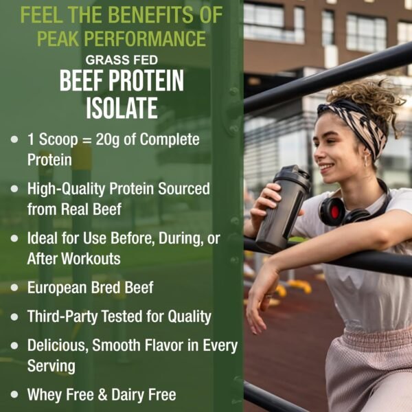 Grass Fed Beef Protein Powder - Lactose Free Great Tasting Beef Protein Isolate. Complete Animal Based Non Dairy Paleo Carnivore Supplement for Prime Muscle Building. No Whey. Chocolate Flavor - Image 5