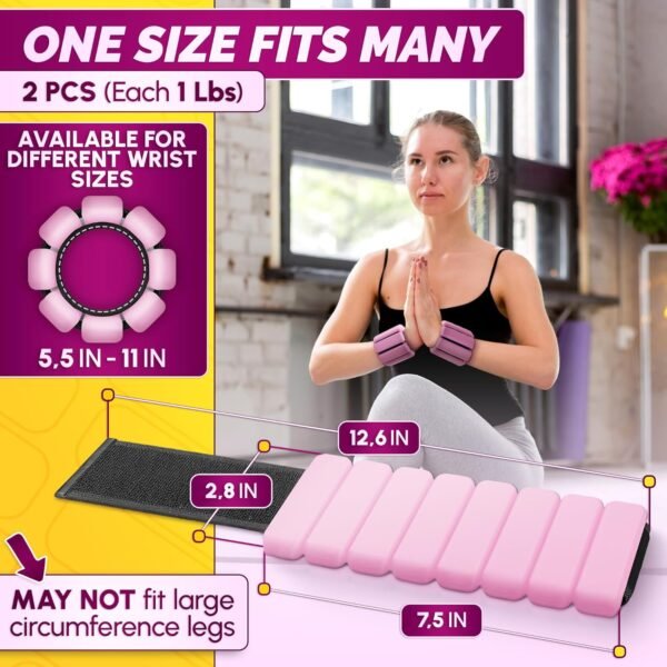 Pilates Ankle Weights 2 Lbs/1Lb Each - Ankle and Wrist Weights Leg Weights for Women Weighted Wristbands Arm Weights for Walking Wrist Weight - Pilates Weights Wrist and Ankle Weights for Women - Image 3