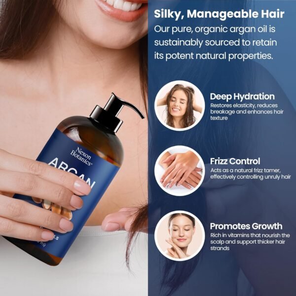 Argan Oil for Hair Growth 8 fl oz - 100% Natural Moroccan Argan oil for Face, Body, Skin and Nails - Aceite de Argan - Image 4