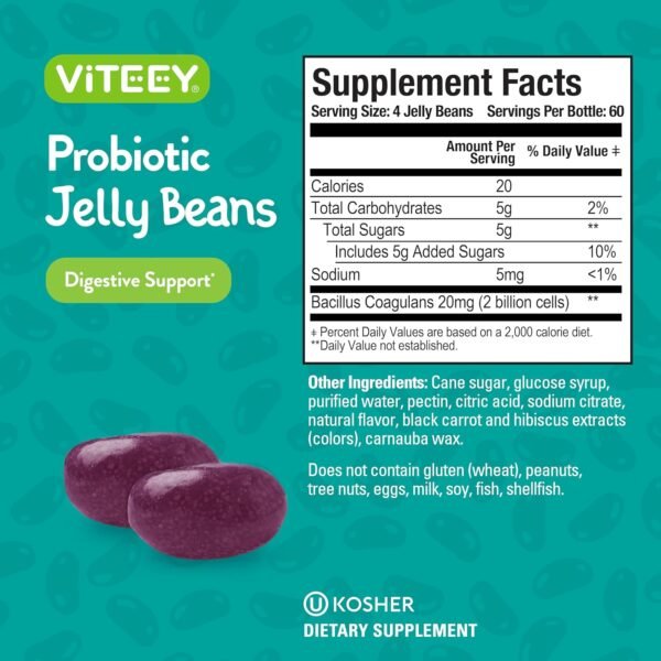 Probiotic Jelly Beans - Immune & Digestive Support - Vegan, Gluten Free, Gelatin Free, GMO Free, Tasty Chewable Strawberry Flavored Jelly Bean Probiotic Gummies for Women, Men, and Teens - 240 Count - Image 5