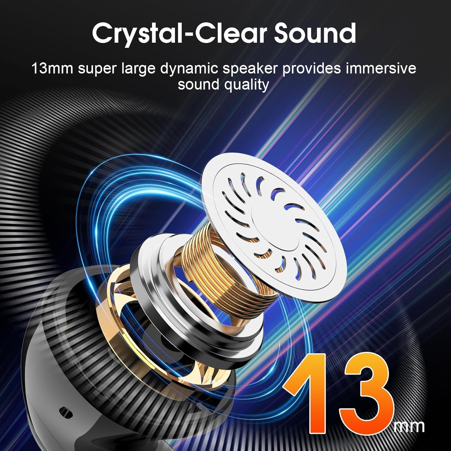 Wireless Earbuds Bluetooth 5.4 Headphones, 48hrs Playback IPX7 Waterproof Ear Buds in-Ear Stereo Bass Bluetooth Earbuds with ENC Microphone for iOS/Android Sports Workout, Black - Image 5