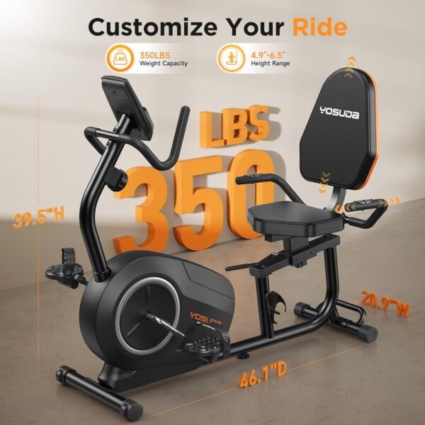 YOSUDA PRO Recumbent Exercise Bike for Home Use with Resistance Bands-Recumbent Bike with Smart Workout APP, Comfortable Seat, Pulse Sensor & 16-level Resistance - Image 8