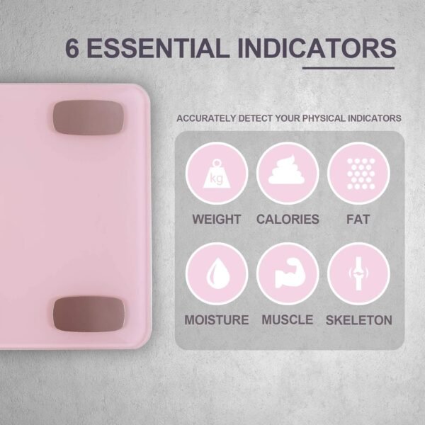 Uten Smart Scale for Body Weight, Digital Bathroom Weighing Wireless Scales with Body Fat and Water Weight for People, Bluetooth BMI Electronic Body Analyzer Machine with Smartphone App, 400lb, Pink - Image 4