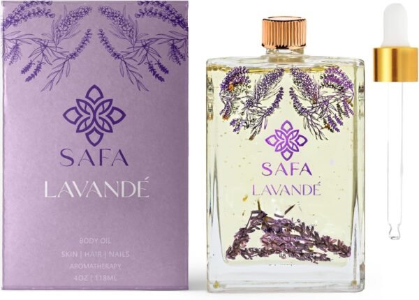 SAFA Lavandé Oil for Face, Body, Hair & Nails - English & French Lavender Essential Oil | Skin Moisturizer | After Shower Body Oil for Long Lasting Fragrance | Aromatherapy & Diffuser Oil - 4 Fl Oz - Image 2