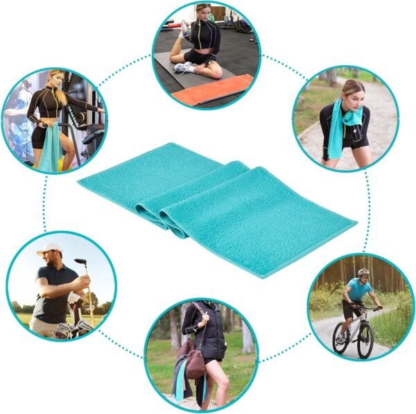 NUKURA Sweat Towel, Extra Soft and Absorbent, 100% Turkish Cotton Towels, 12’’ x 40’’, Running, Neck Towel, Tennis, Camping, 450 GSM, Turquoise - Image 4
