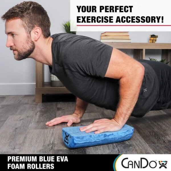 CanDo Blue Marble High Density EVA Foam Roller For Muscle Restoration, Massage Therapy, Sport Recovery, And Physical Therapy. 6" x 36", Half-Round (30-2210) - Image 4