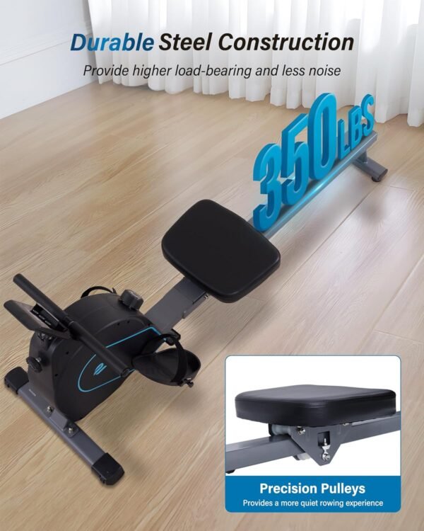 ECHANFIT Rowing Machine for Home Use - Rower with 16 Levels Adjustable Resistance, Ergonomic Seat, Tablet Holder, LCD Monitor and 350 LB Weight Capacity - Image 8