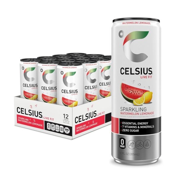 CELSIUS Sparkling Watermelon Lemonade, Functional Essential Energy Drink 12 Fl Oz (Pack of 12) - Image 2
