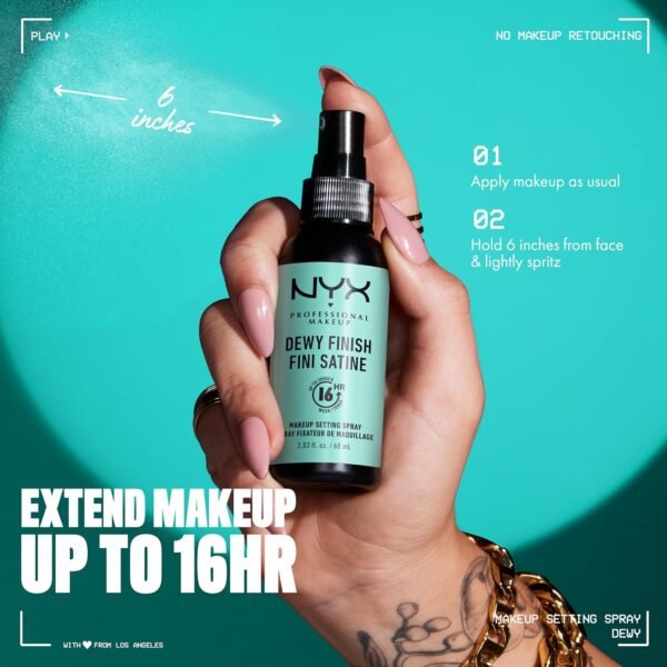 NYX PROFESSIONAL MAKEUP Makeup Setting Spray - Dewy Finish, Long-Lasting Vegan Formula (Packaging May Vary) - Image 5