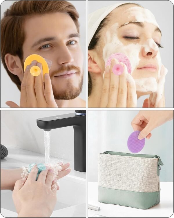 Face Scrubber, 8 PCS Silicone Face Scrubber Exfoliator for Women, Face Cleansing Brush Blackhead Acne Pore Pad for Deep Cleaning Skin Care - Image 8