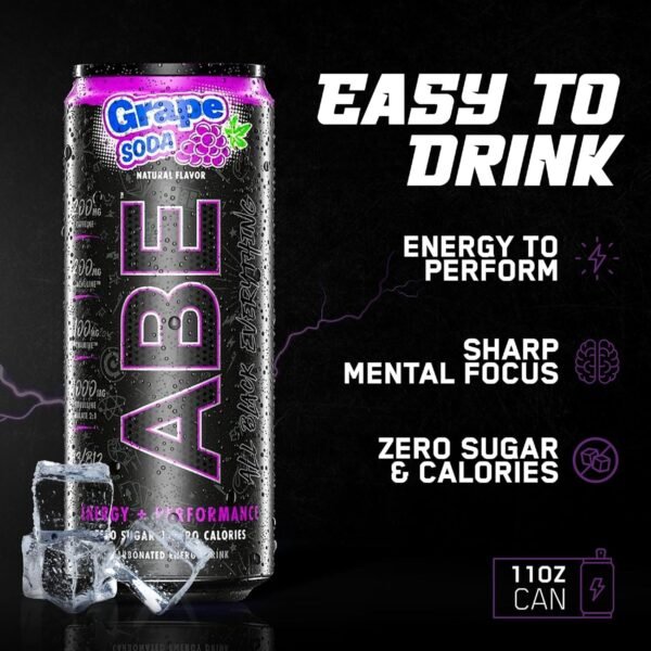 All Black Everything Sugar Free Energy Drink | Grape Soda | 0 Calories | 12 Pack | 200mg Natural Caffeine | Pre-Workout Sport Drink for Men and Women - Image 7