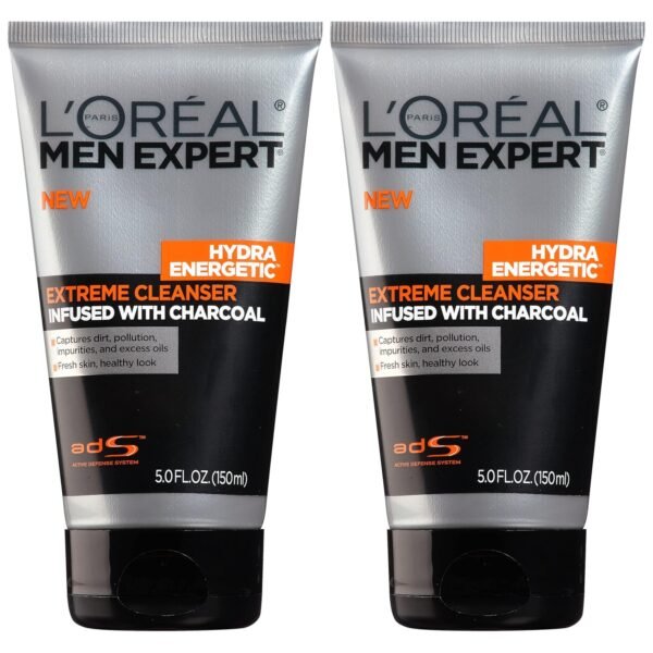 L'Oreal Paris Men Expert Hydra Energetic Daily Facial Cleanser with Charcoal, 2 ct. - Image 2