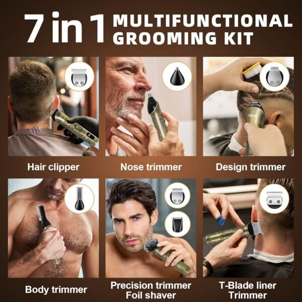 Ufree Beard Trimmer for Men, Electric Razor, Cordless Hair Clippers Shavers for Men, Shaving Kit for Mustache, Body, Nose, Ear and Face, 7 in 1 Beard Grooming Kit, Gifts for Men - Image 4