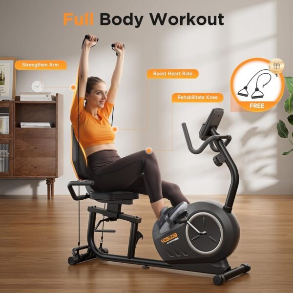 YOSUDA PRO Recumbent Exercise Bike for Home Use with Resistance Bands-Recumbent Bike with Smart Workout APP, Comfortable Seat, Pulse Sensor & 16-level Resistance - Image 6
