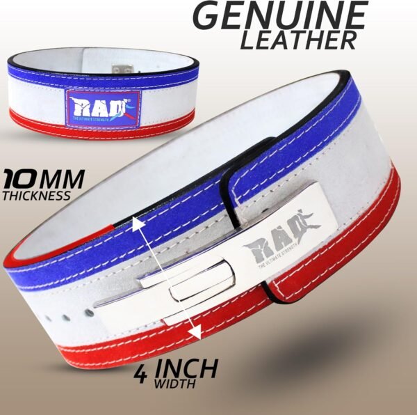RAD Lever Weight Lifting Gym Belt for Men & Women Size 63 TO107 CM,Thick 10MM & Width 4 Inch Lever Powerlifting Belts for Women Dead Lift Workout Belt Leather Weight Lifting Lever Gym Squat Belt - Image 3