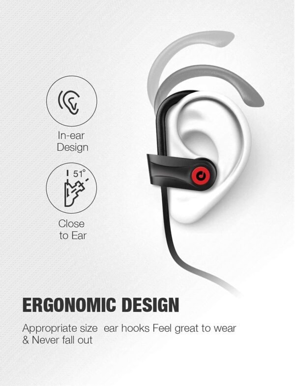 Otium Bluetooth Earbuds Wireless Headphones Bluetooth Headphones, Sports Earbuds, IPX7 Waterproof Stereo Earphones for Gym Running 15 Hours Playtime Sound Isolation Headsets,Black - Image 6