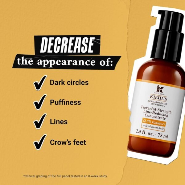 Kiehl's Powerful-Strength 12.5% Vitamin C Serum, Line-Reducing Concentrate for Face, Boosts Radiance & Firmness, Smooths & Plumps Skin, with Hyaluronic Acid, Dermatologist-Tested, Paraben-free - Image 5