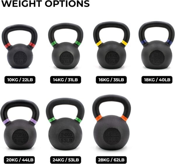 Shogun Cast Iron Kettlebell with LB and KG Markings - Premium Quality Kettlebells Constructed from Cast Iron- Enhance Your Strength Training with this Versatile and Reliable Kettlebell - Image 6