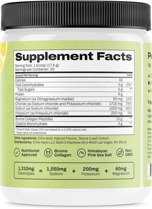 Harlo - Citrus Salt Electrolyte Drink Mix with Bovine Collagen & Creatine - Creatine Monohydrate Powder - Energy Drink Powder - Pre Workout Powder - Sugar Free Energy Drinks - Post Workout Recovery - Image 10