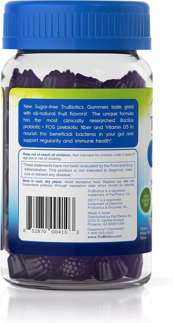 TruBiotics Probiotic Gummies with Prebiotics & Vitamin D3, Sugar-Free Gummy for Men & Women's Digestive & Immune Health, Supports Regularity & Helps Relieve Minor Abdominal Discomfort, 50 Gummies - Image 4