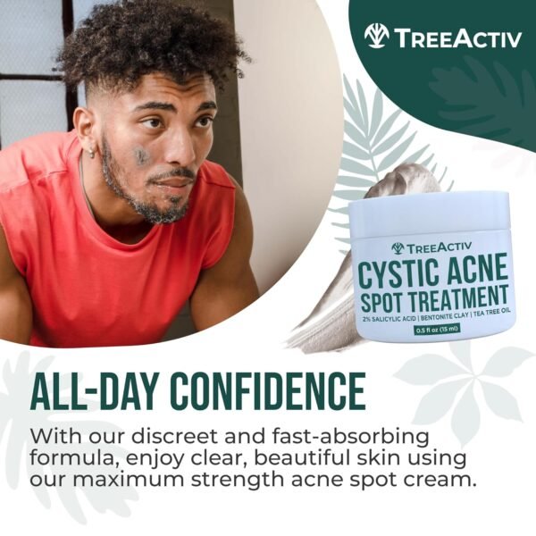 TreeActiv Salicylic Acid Cystic Acne Spot Treatment, 0.5 fl oz, Acne Treatment for Face, Acne Spot Cream, Hormonal Acne Treatment, Acne Spot Treatment for Face and Body, Acne Cream for Teens & Adults - Image 7