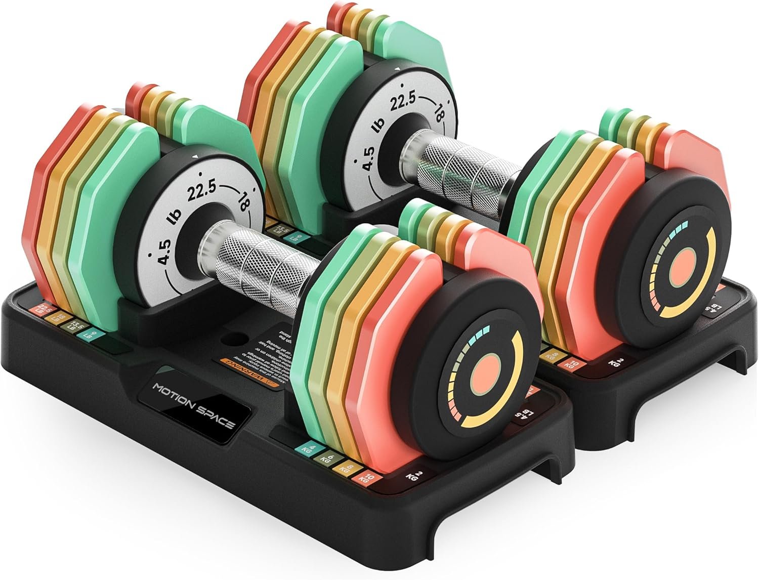 Adjustable Dumbbells Set 12.5LB/22.5LB Pair, 1-Sec Fast Adjustable 5 Weights by Turning Handle, Premium Comfort Non-slip Metal Dumbbells with Tray, Compact Size for Full Body Home Workout - Image 2