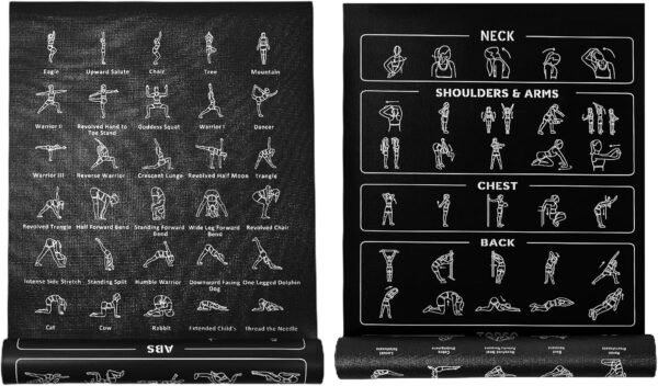 Upgrade New Instructional Yoga Mat with 75 Poses Printed on It, 6mm Travel Yoga Mat with Bag Christmas Gifts for Women and Men, 1/4 Inch Extra Thick Non-Slip - Image 9