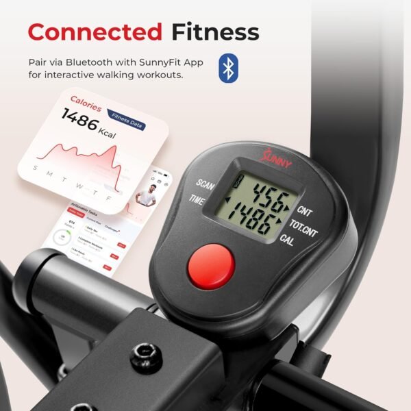 Sunny Health & Fitness Air Walk Elliptical, Foldable Machine w/30-Inch Stride, Cardio Cross Trainer Glider Equipment for Home Exercise, Free SunnyFit App Bluetooth Link, Optional Adjustable Resistance - Image 5