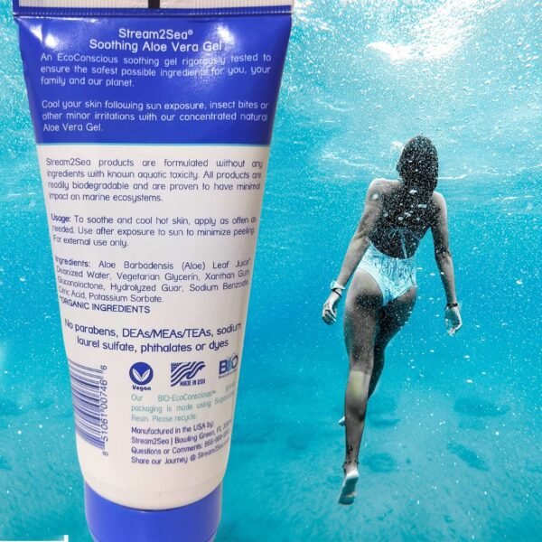 STREAM 2 SEA Soothing Aloe Vera Gel, Reef Safe Paraben Free All Natural Underwater Sting and Sunburn Relief, After Sun Care for Face and Body Easy to Absorb Hydration Moisturizing Formula, 6 Fl oz - Image 5