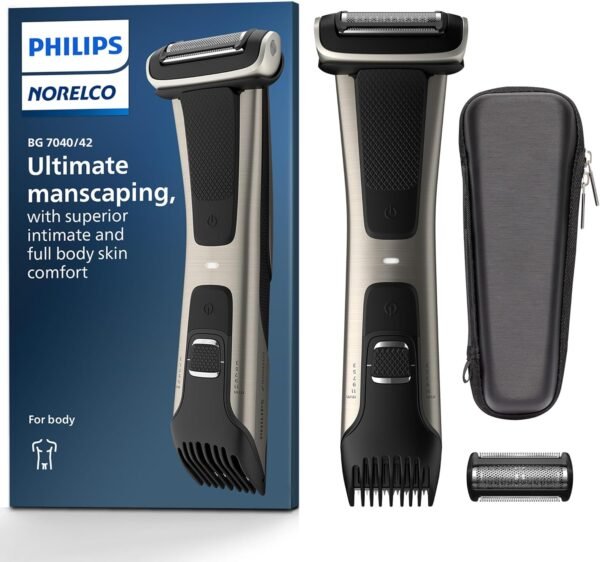 Philips Norelco Bodygroom Series 7000 Showerproof Body & Manscaping Trimmer & Shaver with case and Replacement Head for Above and Below The Belt, BG7040/42 - Image 2