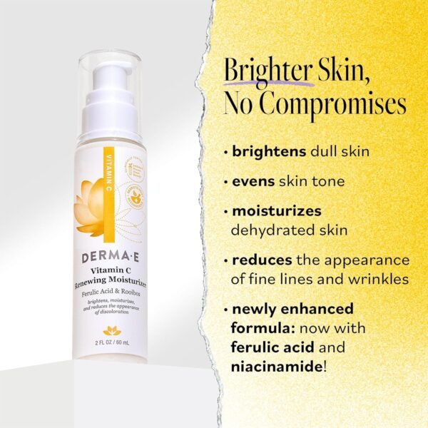 Derma E Vitamin C Renewing Moisturizer – Brightening and Hydrating Facial Skin Renewing Cream – Anti-Aging Facial Moisturizer and Day Cream, 2 oz - Image 3