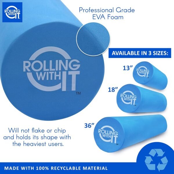 Foam Roller with High Density for Physical Therapy, Muscle Roller for Exercise and Muscle Recovery, Eco-Friendly Back Roller, Firm and Smooth Surface Massage Roller, Select Your Size - Image 3
