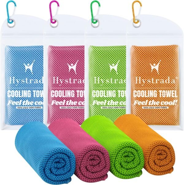 4 Packs Cooling Towel (40 x 12), Ice Towel, Microfiber, Soft Breathable Chilly Towel Stay Cool for Yoga, Workout, Sport, Gym, Camping, Fitness, Running, Workout & More Activities - Multicolor - Image 2