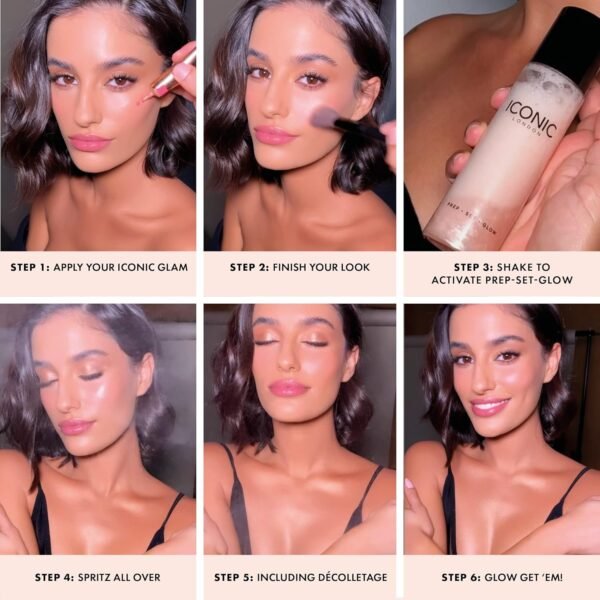 ICONIC LONDON Prep-Set-Glow | Hydrating + Setting + Glowing Spray, 3-in-1 Formula for a Dewy, Radiant Finish - Image 4