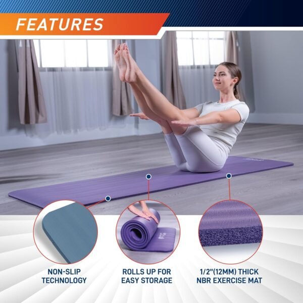 Circuit Fitness by Marcy Non-Slip Multi-Purpose Exercise Yoga Mats with Carrying Strap Multi-Thickness, Multi-Color Options - Image 5